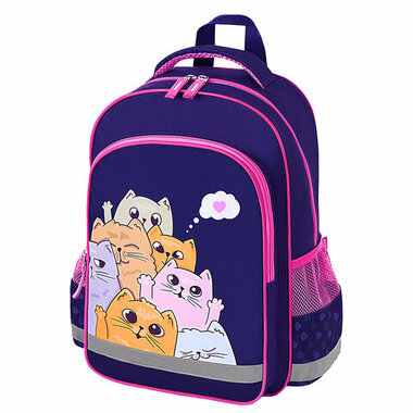 Рюкзак 1 отделение, 3 кармана, 38x28х14 см ПИФАГОР SCHOOL Cat greetings 272087