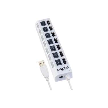 USB-хаб PERFEO USB-HUB 7 Port, (PF-H033 White), белый 30015349