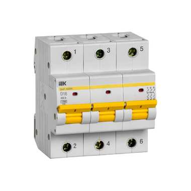 Автоматический выключатель IEK ва47-100ма без тепл. расцеп. 3p 16а 10ка d MVA43-3-016-D