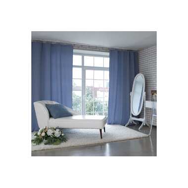 Портьерная штора Этель 130х280 см, английский стиль, голубой, 100% полиэстер 2846235