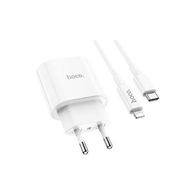 Сетевое зарядное устройство Hoco c94a metro 1xusb-c, 3а, pd20w, + usb-c кабель lightning 8-pin, 1м (белый) 0L-00054477