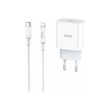 Сзу Hoco c76a plus speed source 1xusb-c, 3а, pd20w, qc3.0 + usb-c кабель lightning 8-pin, 1м (белый) 0L-00050782