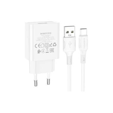 СЗУ Borofone ba74a aspirer 1xusb, 2.1а + кабель type-c, 1м (белый) 0L-00057163