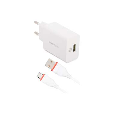 Сетевое зарядное устройство Borofone ba21a long journey 1xusb qc3.0, 18w, 3а + кабель microusb, 1м, белый 0L-00043639