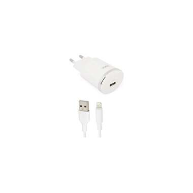 Сзу Hoco c37a thunder power 1xusb, 2.4а + usb кабель lightning 8-pin, 1м (белый) 0L-00041679