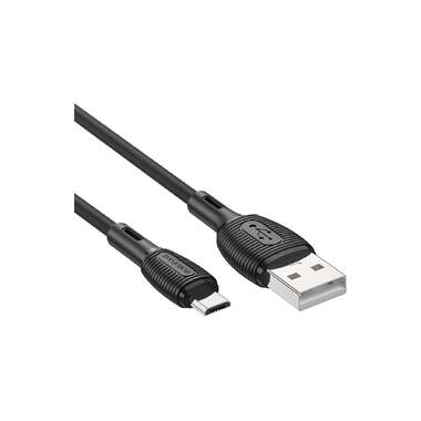 USB кабель Borofone bx86 advantage microusb, 1м, 2.4a, силикон (черный) 0L-00057819