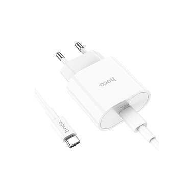 Сетевое зарядное устройство Hoco c94a metro 1xusb-c, 3а, pd20w, + usb-c кабель type-c, 1м (белый) 0L-00054478