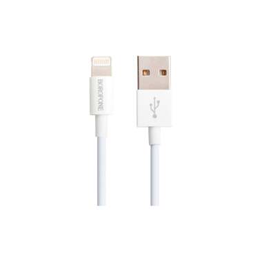 Usb кабель Borofone bx22 bloom lightning 8-pin, 1м, 2.4a, pvc, белый 0L-00044322