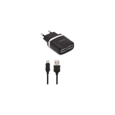 Сзу Hoco c12 smart 2xusb, 2.4а + usb кабель lightning 8-pin, 1м (черный) 0L-00044967