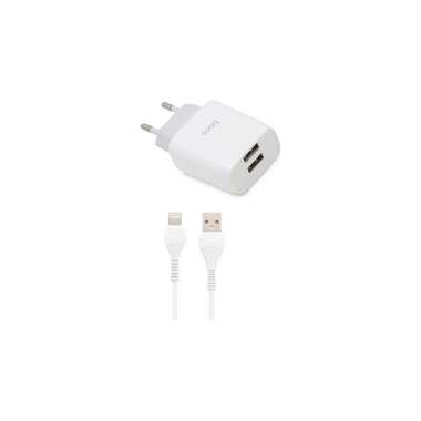 Сзу Hoco c73a glorious 2xusb, 2.4а + usb кабель lightning 8-pin, 1м (белый) 0L-00048615