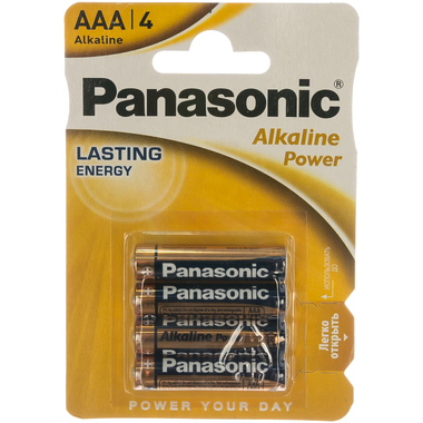 Щелочная батарейка LR03 AAA Alkaline 1.5В бл/4 Panasonic 5410853056560