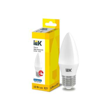 Лампа IEK LED ALFA C35 свеча 10Вт 230В 6500К E27 LLA-C35-10-230-65-E27