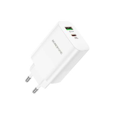 СЗУ Borofone bn10 1xusb, 1xusb-c, qc3.0, pd65w, 3a (белый) 0L-00057158