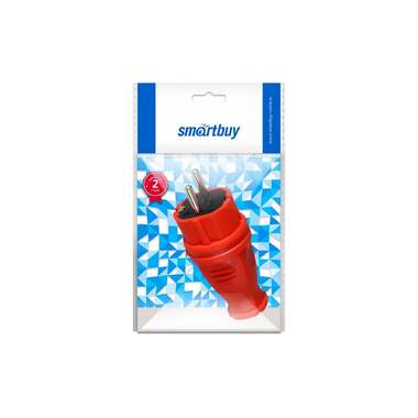 Вилка прямая каучуковая Smartbuy 230В, 2P+PE, 16A, IP44, красная SBE-16-P07-Rr