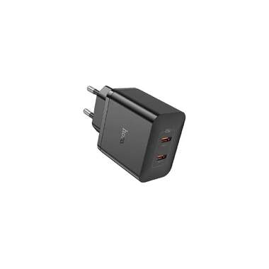 Сетевое зарядное устройство Hoco n35 streamer 2xusb-c, 3а, pd45w, qc3.0, gan (черный) 0L-00058907