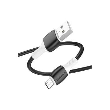 USB кабель Borofone bx84 rice microusb, 2.4а, 1м, pvc (черный) 0L-00057656