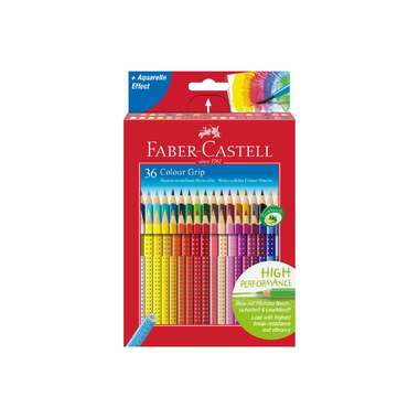 Цветные карандаши Faber-Castell grip, 36 цветов, трехгранные, заточенные, картонная коробка, европодвес 112442