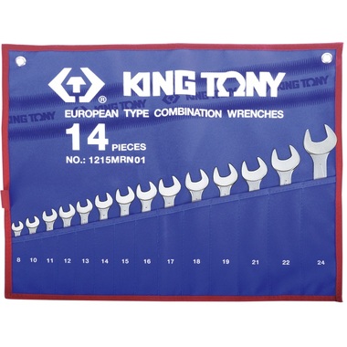 Набор комбинированных ключей, 8-24мм, чехол из теторона, 14шт KING TONY 1215MRN01