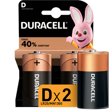 Батарейки щелочные Duracell, D/LR20 2шт Б0014055