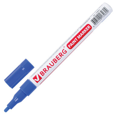 Лаковый маркер-краска 1-2 мм, синий, нитро-основа, алюминиевый корпус BRAUBERG 150864