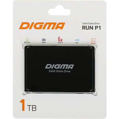 SSD накопитель Digma Run P1 DGSR2001TP13T 1ТБ, 2.5", SATA III,  SATA,  rtl 1626612