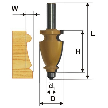 Фреза кромочная фигурная (28.6х41 мм; хвостовик 12 мм) по дереву Энкор 10575