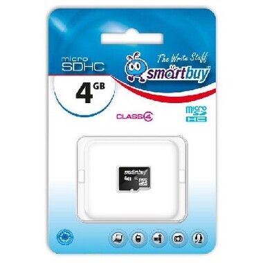 Карта памяти SMARTBUY MicroSDHC 4GB Class4 SB4GBSDCL4-00