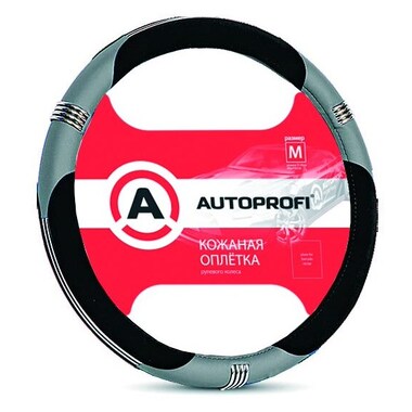 Оплётка руля AUTOPROFI AP-150 BK/GY M