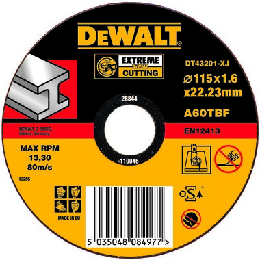 Круг отрезной по металлу EXTREME (115x22.2) Dewalt DT43201