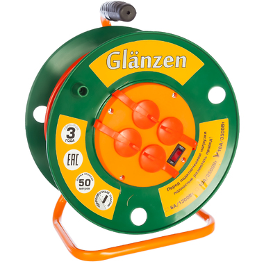 Силовой удлинитель на катушке GLANZEN EB-50-007