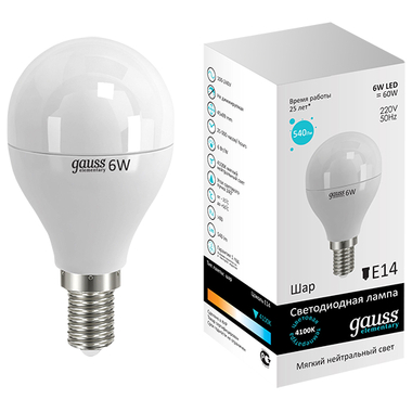 Светодиодная лампа Gauss LED Elementary Globe 6W E14 4100K LD53126