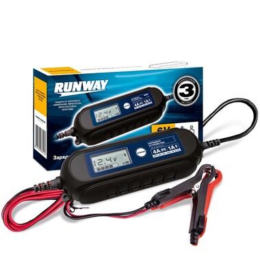 Умное зарядное устройство для аккумуляторов RUNWAY Smart car charger 6/12B, ток 1A/4A RR105