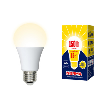 Светодиодная лампа Volpe. Форма A, матовая. Серия Norma LED-A60-16W/WW/E27/FR/NR UL-00004027