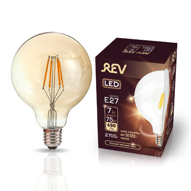 Светодиодная лампа REV VINTAGE Filament шар G95, E27, 7W, 2700K, DECO Premium, 32434 8