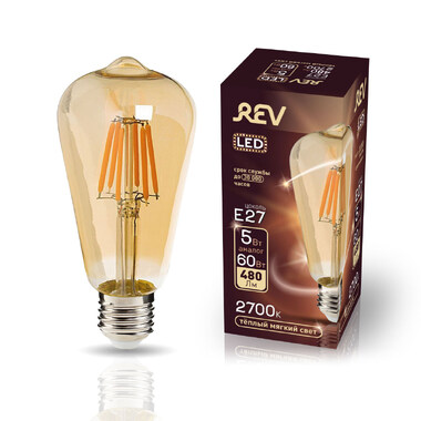 Светодиодная лампа REV VINTAGE Filament ST64, E27, 5W, 2700K, DECO Premium, 32435 5