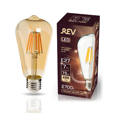 Светодиодная лампа REV VINTAGE Filament ST64, E27, 7W, 2700K, DECO Premium, 32436 2