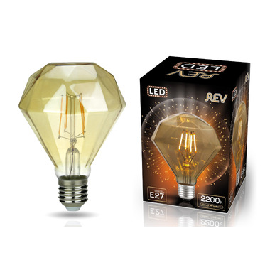 Светодиодная лампа REV VINTAGE GOLD FILAMENT колба "Бриллиант", E27, 5W, 2200K, DECO Premium, 32450 8