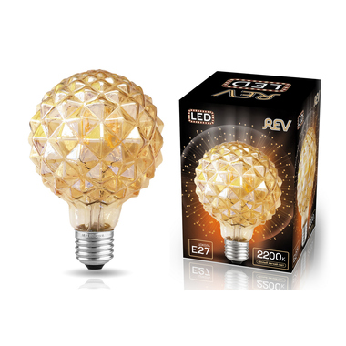 Светодиодная лампа REV VINTAGE GOLD FILAMENT колба "Кристалл" шар, G95, E27, 5W, 2200K, DECO Premium, 32448 5 32448-5